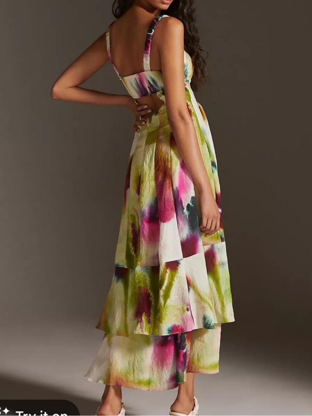 Anthropologie Tiered Maxi sleeveless retro pop Dress event cocktail formal - Picture 2 of 14